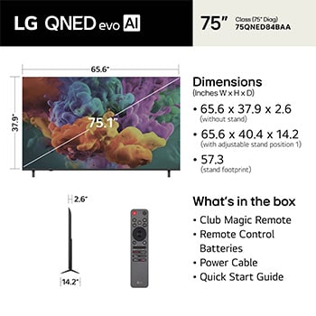 75 inch LG QNED evo AI QNED84 Mini LED 4K Smart TV 2026